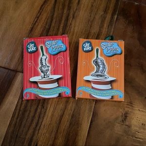 Dr. Seuss The Cat in the Hat silver plated ornament NIB set of 2